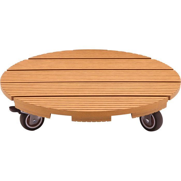 Support de pot à roulettes - NATURE - WPC - H86 x Ø38 cm - 4 roulettes - Bois