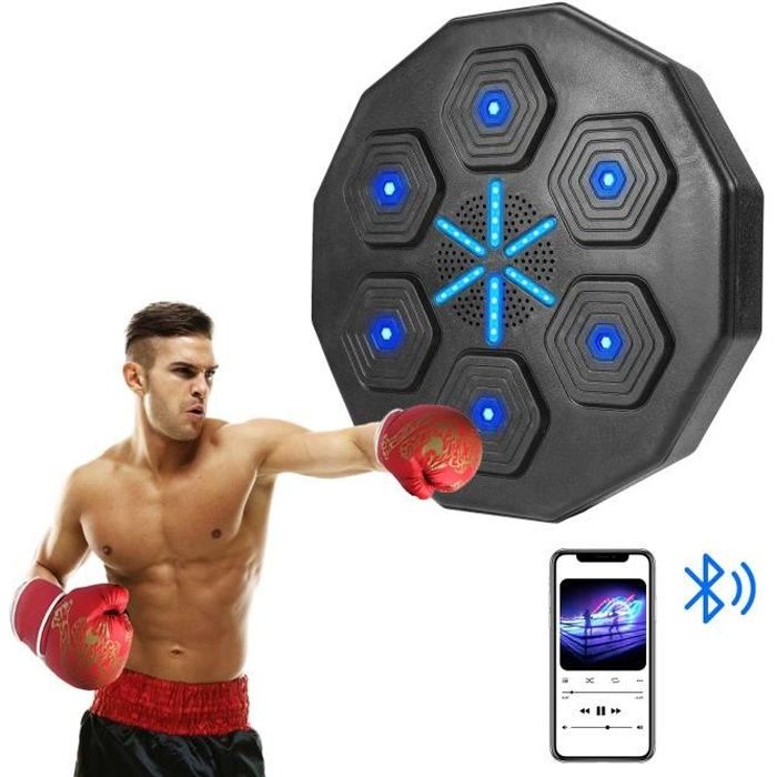 Music Boxing Machine Da Parete Con Luci LED E Bluetooth – Punch Machine Per Adulti E Bambini, 7 Velocità, Conta Colpi, Inclusi Guanti MMA, Installazione Senza Fori