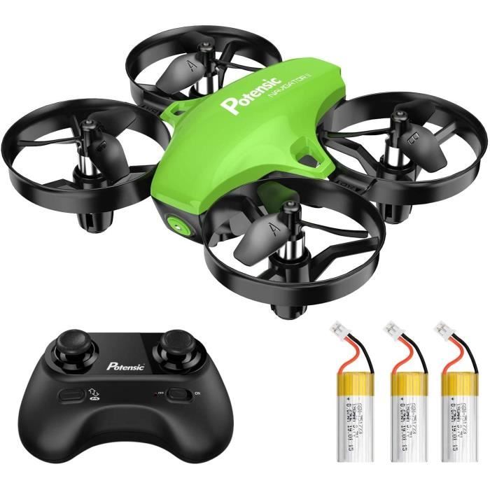 potensic a20 mini drone trois batteries fonction sans tête altitude un bouton de décollage/atterrissage- vert