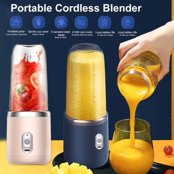 Mini extracteur de jus juicer Pour shakes et smoothies Fruits Légumes ,  400ML mixeur portable rechargeable par USB - rose - Cdiscount Electroménager