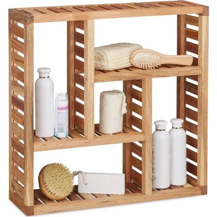 Etagere Murale Salle De Bain Bois Achat Vente Pas Cher