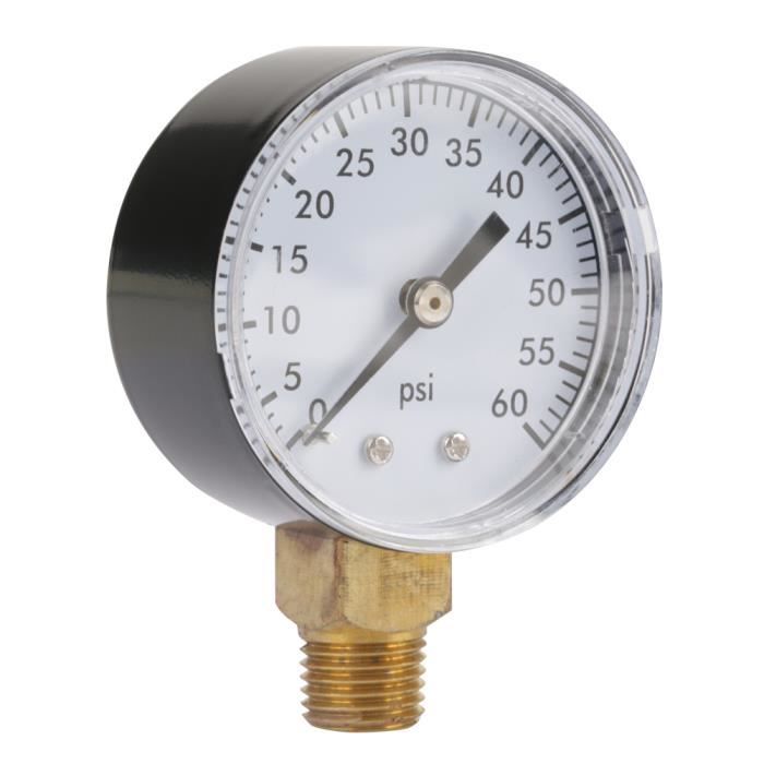 Manomètre Double échelle Uharbour 0-4 Bar / 0-60 Psi - Montage Inférieur 1/4" NPT - Pour Eau, Air, Huile