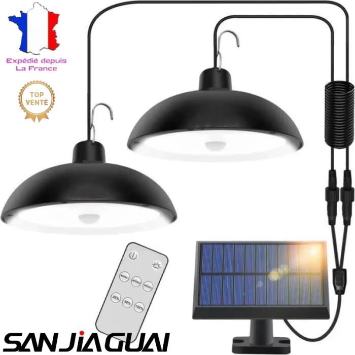sanjiaguai®lampe solaire extérieur, 78led 4 mode double tête ip65 étanche lustre solaire,avec capteur de mouvement