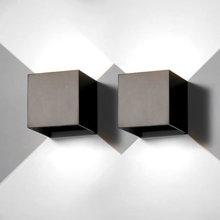 FUPE Lot De 2 Appliques Murales Extérieur Intérieur LED G9 – IP65 Étanche, 4000K, Angle Réglable, Noir Moderne