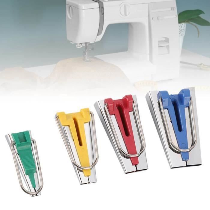 Proumhang Kit 16 Pièces Outils Biais Couture – Pied Réglable, Poinçon, Épingles + 4 Rubans 6/12/18/25 Mm