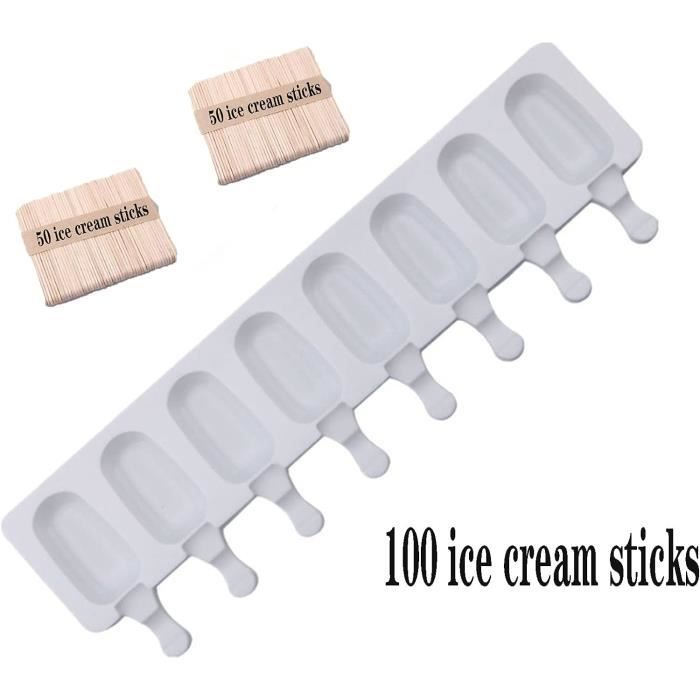 Moule à Glace Silicone 6 Cavités Avec Bâtonnets - 2 Formes (carré Et Cylindrique), Entonnoir Et Brosse Inclus - Réutilisable, Supporte -40°C - 8