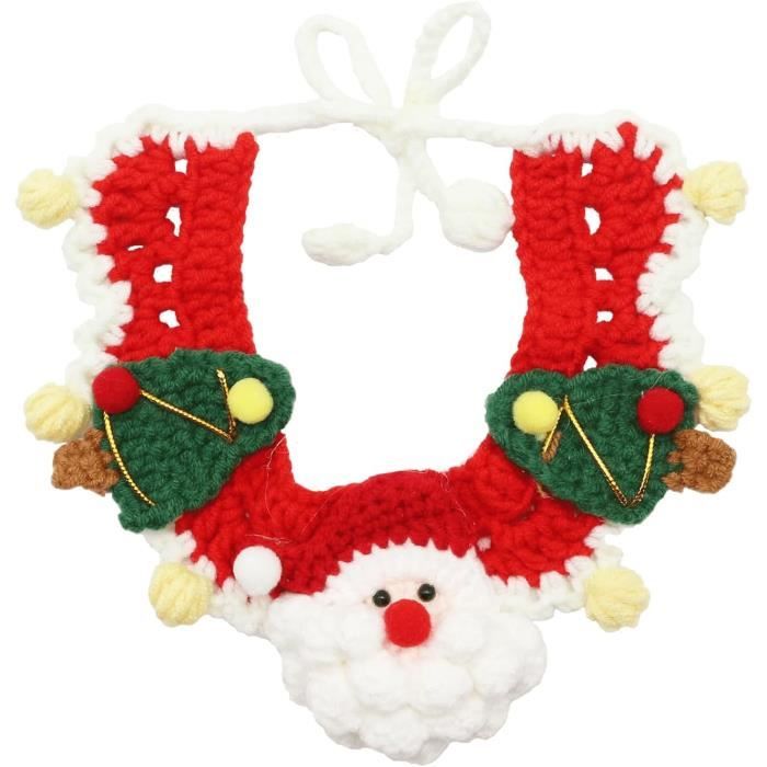 2 Pièces Écharpe Costume Père Noël Pour Chat - Foulard De Noël Mignon Rouge Pour Chats, Chiens Et Enfants - Idéal Pour Garder Au Chaud Et Décorer Les Fêtes