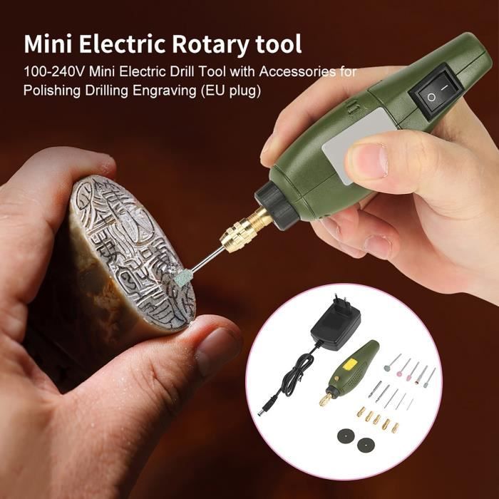 Mini Perceuse Électrique Manuelle, Vankarr Perceuse Mini DIY Sans Fil à 3 Vitesses Rechargeable avec 10 Forets, Perceuse Manuelle pour Modélisme, Bois, Résine, Fabrication de Bijoux