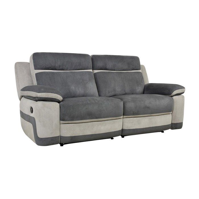 Canapé 3 places relax en microfibre TALCA - Anthracite et gris clair