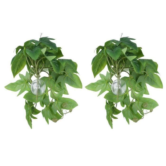 Meilleurs prix pour Plante artificielle - VHV - Feuilles en plastique réalistes - 2 pcs - Vert - Décoration aquarium