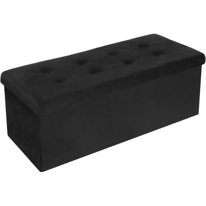 WOLTU Tabouret Pouf de Rangement en Velours Coffre Repose-Pied Pliable 110x37.5x38cm Noir WOLTU Tabouret Pouf de Rangement en Velours Coffre Repose-Pied Pliable 110x37.5x38cm Noir