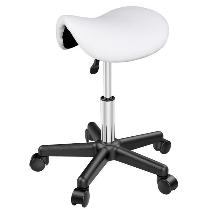 Yaheetech Tabouret de Travail Tabouret Pivotant à Roulettes Chaise pour Salon Coiffure Hauteur Réglable 45 5-60 cm