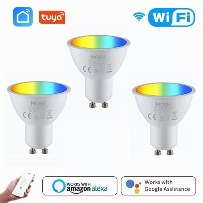 AMPOULE LED,3 pcsAmpoules Led Tuya Wifi Smart Life, Gu10, Lampes À