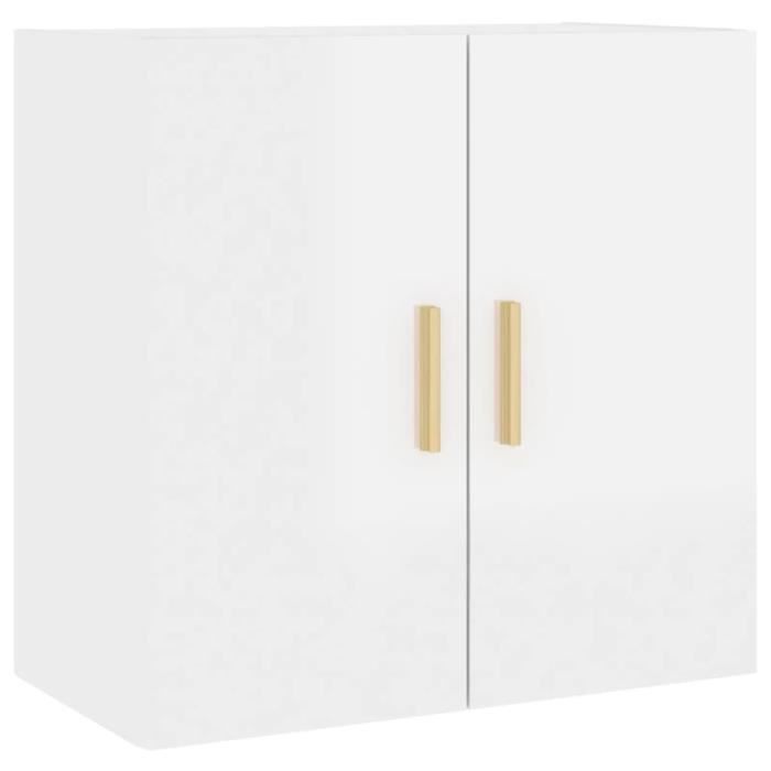 ZERONE Armoire murale Blanc brillant 60x30x60 cm Bois d'ingénierie