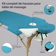 Drap housse de protection 4 pièces en éponge pour table de massage - Bleu turquoise - Vivezen-1