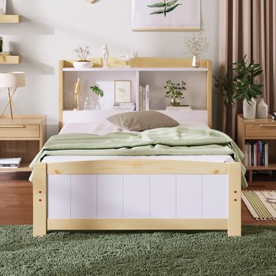 Lit Enfant 90x200cm Forme Maison - Bois Pin & MDF - Blanc/Gris/Rose - Sommier Lattes Inclus - Sans Matelas
