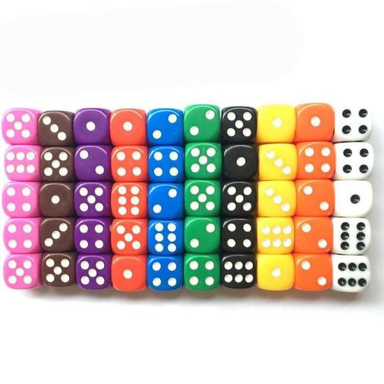 Lot De 10 Dés + 24 Pions En Acrylique - Couleurs Vives - Pour Jeux De Société, Maths, Famille