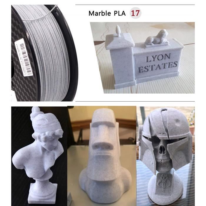 Imprimante 3D Filament PLA 1.75 mm, 1kg Marbre Couleur Filament d