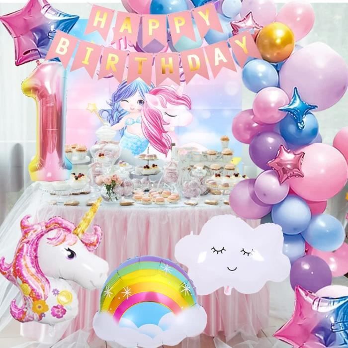 Décorations anniversaire licorne décorations de fête ballons avec Licorne,  bannière joyeux anniversaire - Cdiscount Maison