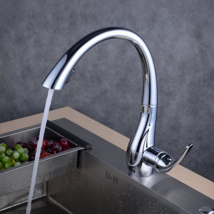 Mitigeur Evier Robinet avec Douchette Extractible et Pulvérisateur ...