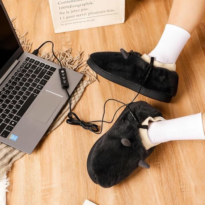 Pantoufles Chauffantes Amiable – Rechargeables, 4 Niveaux De Chaleur, Batterie 3000 MAh, Antidérapantes