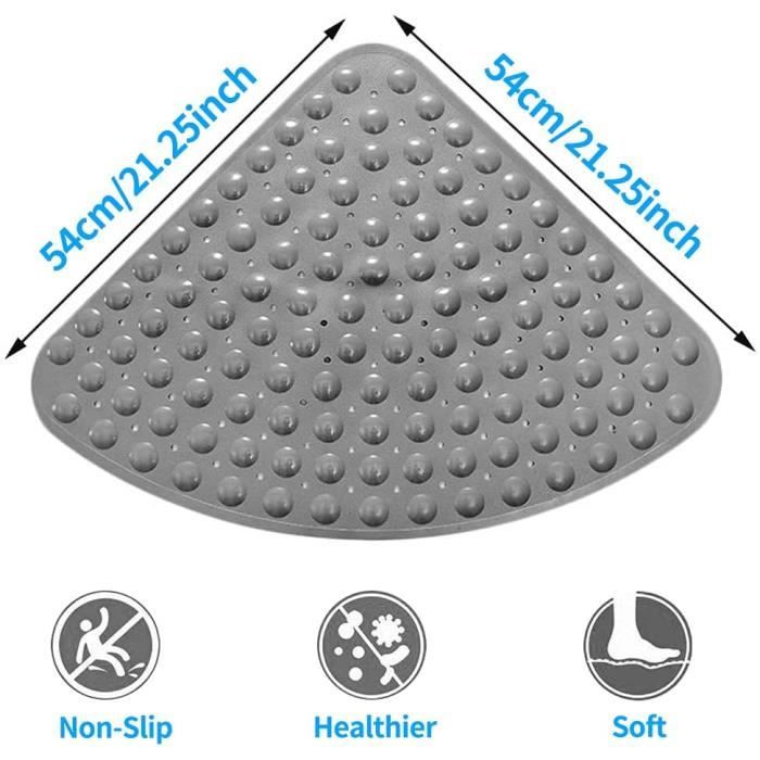 Tapis De Douche Angle PVC Loofah - Antidérapant, Drainage Rapide, Tailles 65x65 Cm, Facile à Nettoyer