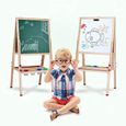 Chevalet d'art 2 en 1 - Tableau noir et tableau blanc magnétique, planche à dessin en bois pour enfants - YYiXing-2