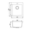 Evier carré 1 bac sans égouttoir - granit NOIR - A encastrer - 50 cm x 40 cm-2