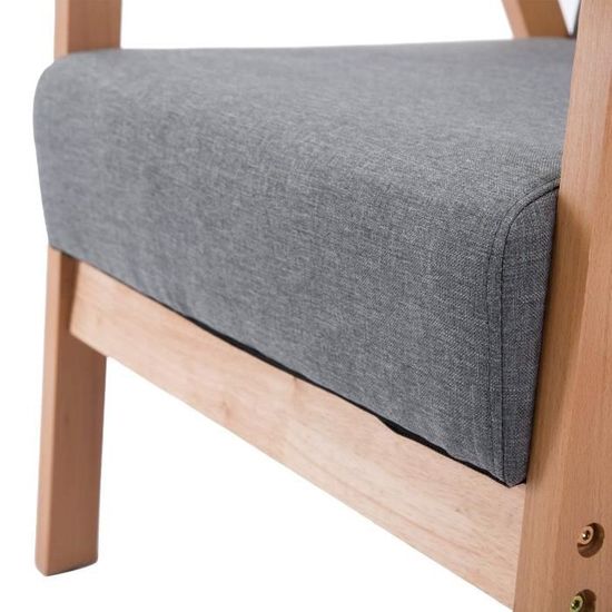 Fauteuil Scandinave En Rotin PE Et Bois - Design Milieu Du Siècle, Confortable Pour Salon Ou Chambre
