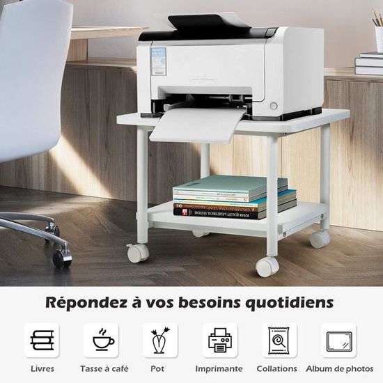 GOPLUS Support d'Imprimante à 3 Niveaux avec étagère Métallique Réglable en  Hauteur, Meuble pour Imprimante