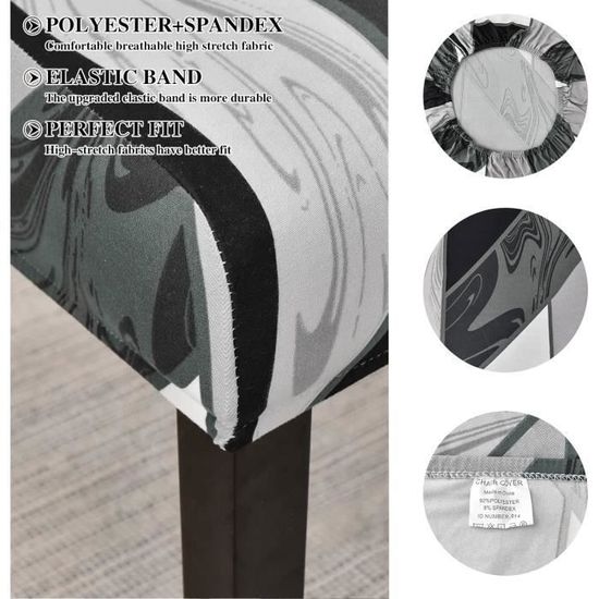 Housses de Chaise de Salle à Manger Housses de Chaise Facile à Nettoyer Housse de Chaise Extensible Universelle Couverture de Chaise pour Maison Hôtel Décor Restaurant(4 Pièces, Gris Grille)-H