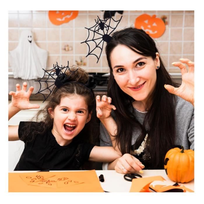 2 Bandeaux Citrouille Halloween Pour Femme - Design Toile D'araignée, Taille Universelle, Pour Fête Et Cosplay