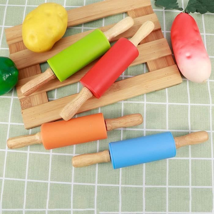 Set Rouleau à Pâtisserie Bois - 2 Rouleaux + 3 Spatules Pour Pizza Et Pâtisserie