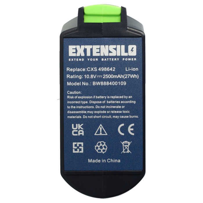 EXTENSILO 2x Batterie remplacement pour Festool 500243, 564274, 564261 ...