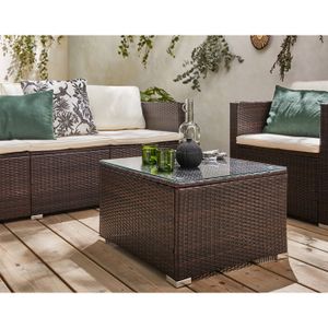 Pouf Tressé Shaf Avec Coussin Anthracite 57x57x39 Cm - Style Rotin, Résistant Aux Intempéries