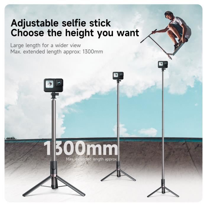 A-trépied perche à Selfie 1.3M, avec télécommande sans fil Bluetooth, pour  GoPro Insta 360 DJI, caméra d'acti - Cdiscount Appareil Photo