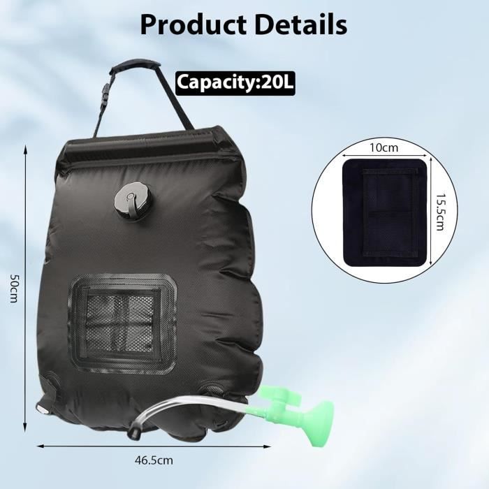 Douche Camping Car DkOvn Sac De Douche Solaire De 20 L, Sac De Douche Portable Douche Camping Car DkOvn Sac De Douche Solaire De 20 L, Sac De Douche Portable