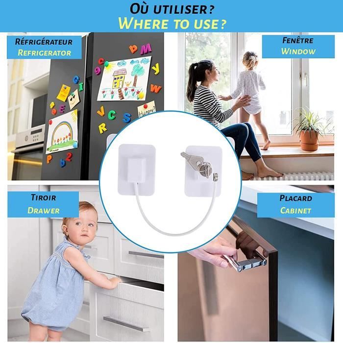 Sécurité Fenêtre Enfant BABEE LAND - Lot 2/3/6 Pièces, Sans Percer, Norme EU, Avec Bloque-Porte