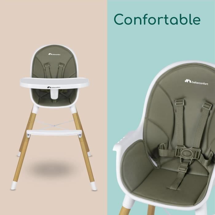 Chaise Haute Bébéconfort Avista 2-en-1 - Évolutive De 6 Mois à 6 Ans - Vert Minéral