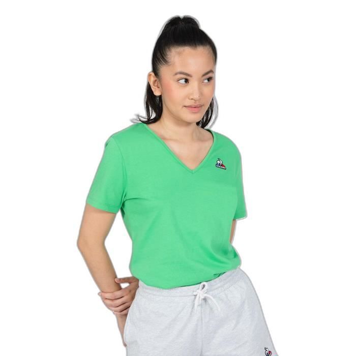 T shirt femme Le Coq Sportif ESS N 2 col en V vintage green