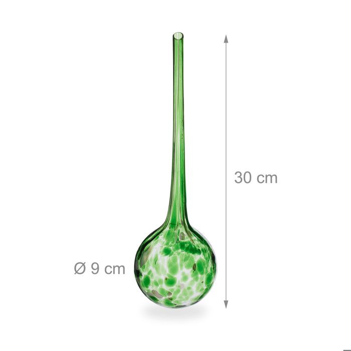Relaxdays Lot De 2 Globes D’Arrosage 6cm En Verre Vert - Distributeur Eau Plantes Automatique Pour Vacances