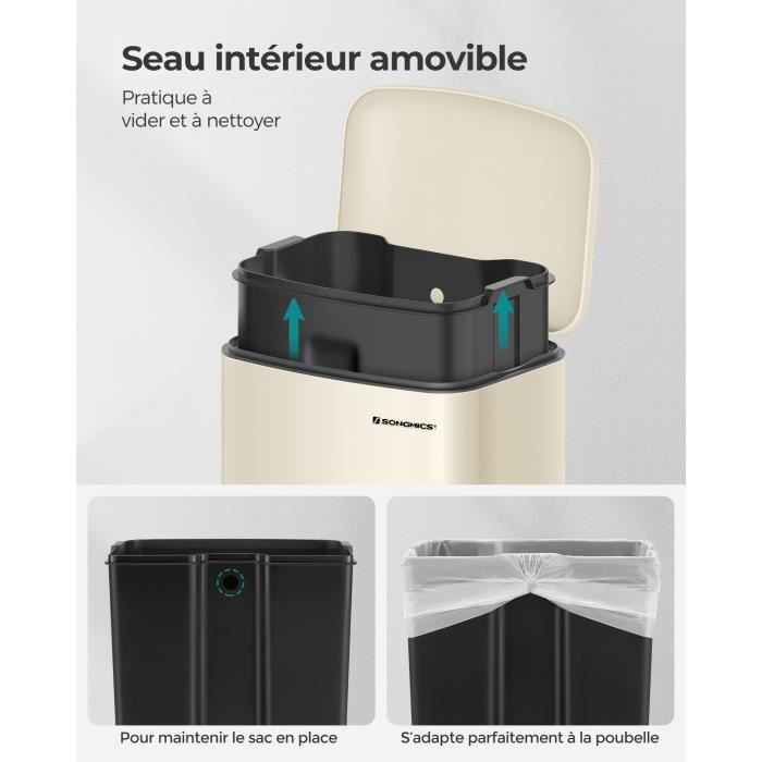 Support sac-poubelle 110 l à pédale et clapet inox