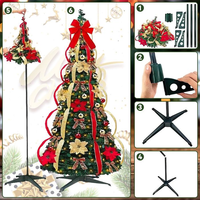 Support Pour Sapin De Noël Artificiel - Base Métallique Noire 45x45 Cm - Compatible Tubes 22 Mm - Stable Et Facile à Monter - 5