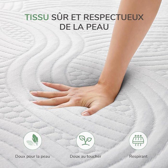 Surmatelas en gel H3/H4, 180x200cm-7.6cm de hauteur, en mousse froide, surmatelas pour