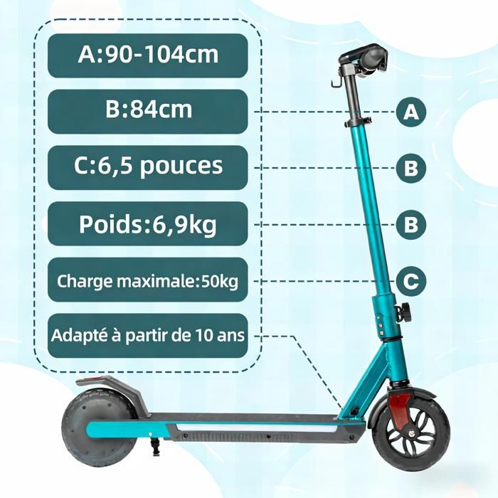 YEE RUN trotinette pour Enfants et Adultes,Pliable,Réglable en Hauteur,avec Frein à Main,Roue Lumineuse de 200 mm,Charge maximale:100 kg