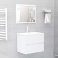 4630lOVE® Ensemble de meubles de bain,Armoire de Rangement Meuble WC,Commode Colonne de Toilette 2 pcs Blanc brillant Aggloméré-0