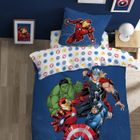 Parure de lit enfant 100% Coton - AVENGERS TEAM - Bleu - 140x200+63x63cm