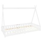 ML-Design Lit d'Enfants Tipi 90x200 cm Blanc avec Protection Antichutes et Sommier à Lattes, Bois de Pin
