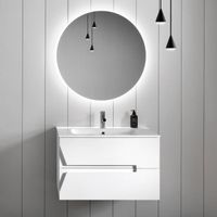 Meuble de salle de bain suspendu HAITI 100 cm 2 tiroirs Mélèze Blanc - Contemporain - Design - Laqué