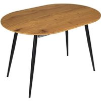 Table extensible ovale en bois - Noir - 6 places - 120 cm à 160 cm
